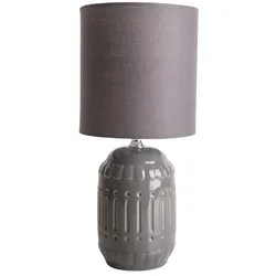 Tischlampe Tischleuchte Leselampe Keramik Nachttischlampe Textil grau H 30 cm