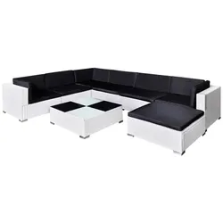 Helloshop26 - Gartenmöbelset 8-teilig mit Kissen weißes Kunstharzgeflecht 02_0017670