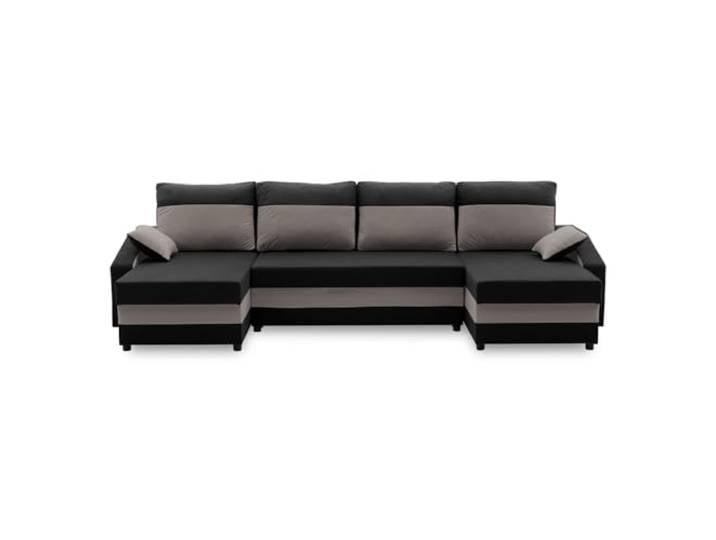 Mebligo ECKSOFA U MIT SCHLAFFUNKTION Sparta Schwarz/Grau