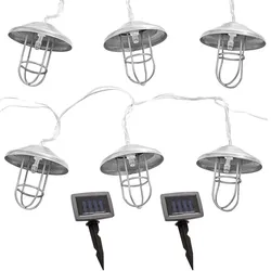 LED Solar Lichterkette Aussen Solarlampe Garten Dekoration Landhaus Stil, Akku Erdspieß, silber, 20x LED warmweiß, DxL 6x200 cm