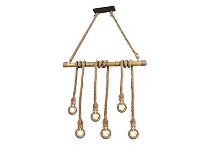 Reality Leuchten Wilma R30130626 Suspension en bambou Marron sisal Marron