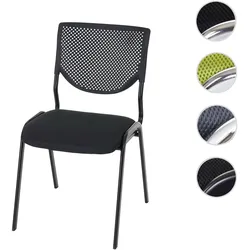 Besucherstuhl T401, Konferenzstuhl stapelbar, Stoff/Textil ~ Sitz schwarz, Füße chrom