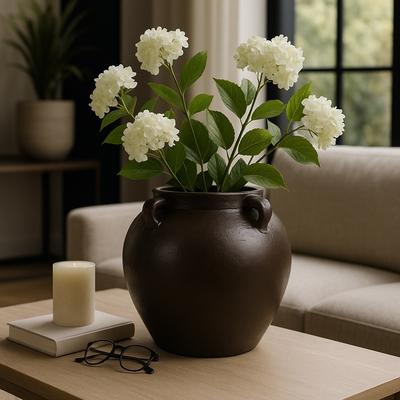 Sagebrook Home Rustic Heritage Table Vase with Textured Finish and Handles - Brown