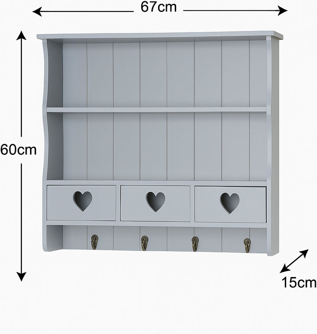 Large Grey Wall Shelf with Heart Drawer Storage Material: Home Decor & Accessories/Shelves & Storage
