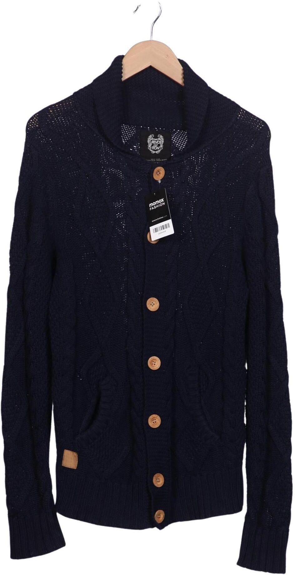 Rvlt revolution Herren Strickjacke, Marineblau, Gr. L, Baumwolle - Second Hand