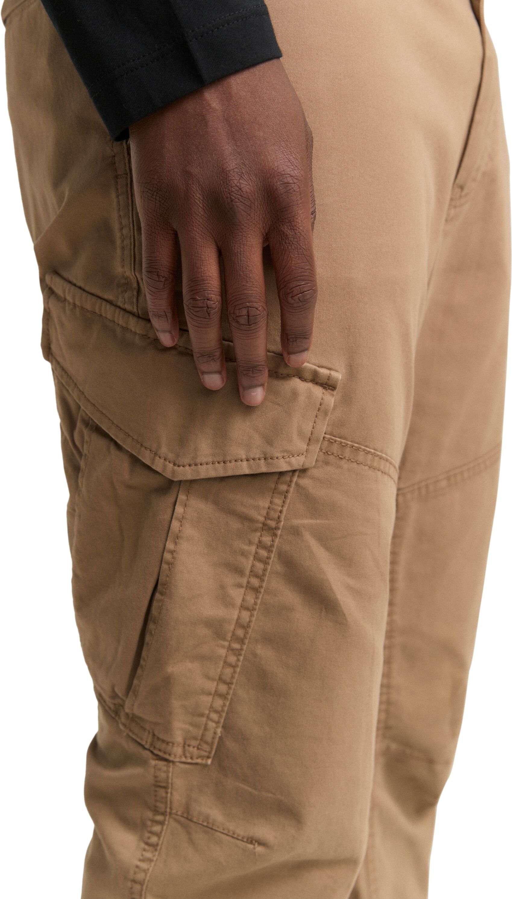 Cargohose TOM TAILOR DENIM, Herren, Gr. M, N-Gr, beige (caribou beige), Web, Obermaterial: 98% Baumwolle, 2% Elasthan, unifarben, regular fit knöchellang, Hosen Cargohose, mit Taschen caribou beige M, N-Gr