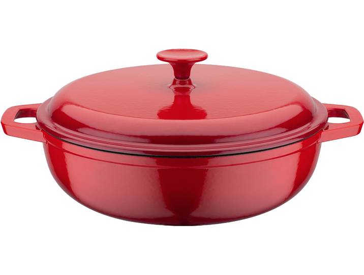 Schmortopf GSW Red Shadow , rot (rot, schattiert), H:9cm Ø:30cm, Töpfe, Schmortopf, Dunstzapfen im Deckel zum Garen im eigenen Saft, Induktion, Ø 30 cm
