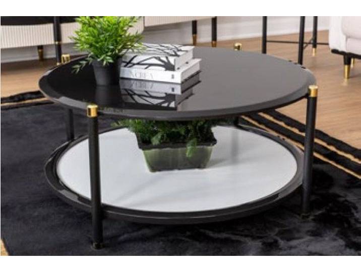 JVmoebel Couchtisch Eleganter runder Holz Beistelltisch in Schwarz für modernes Wohnen (Packung), Made in Europa