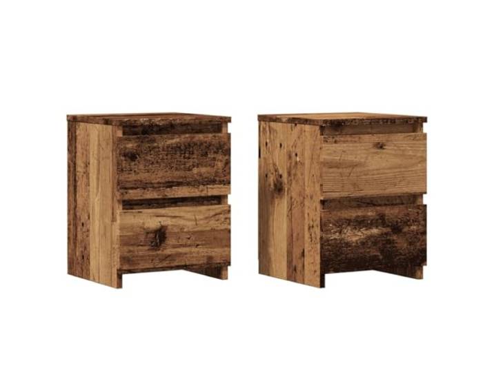 LKJephalotrop Nachttisch 2er Set Altholz-Optik 30x30x40 cm Holzwerkstoff Kompakter Beistelltisch mit 2 Schubladen für Schlafzimmer und Wohnzimmer. Bietet viel Stauraum auf kleinem Raum.