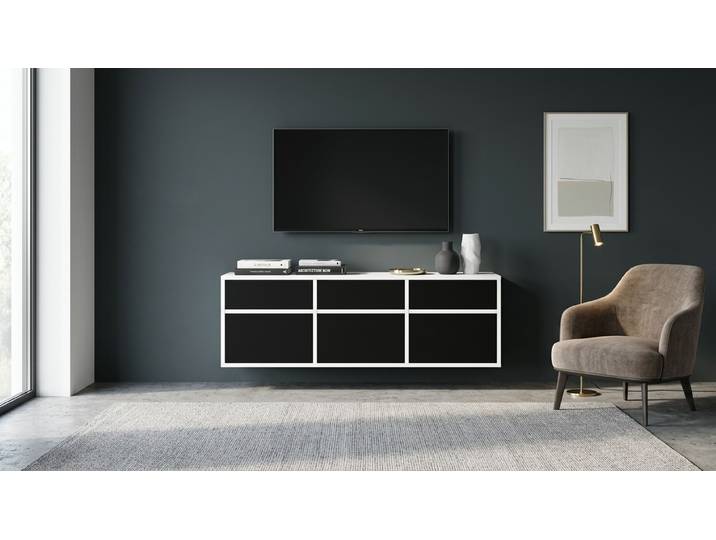 Maßgefertigtes Lowboard hängend MDF Beschichtet MDF Weiß matt