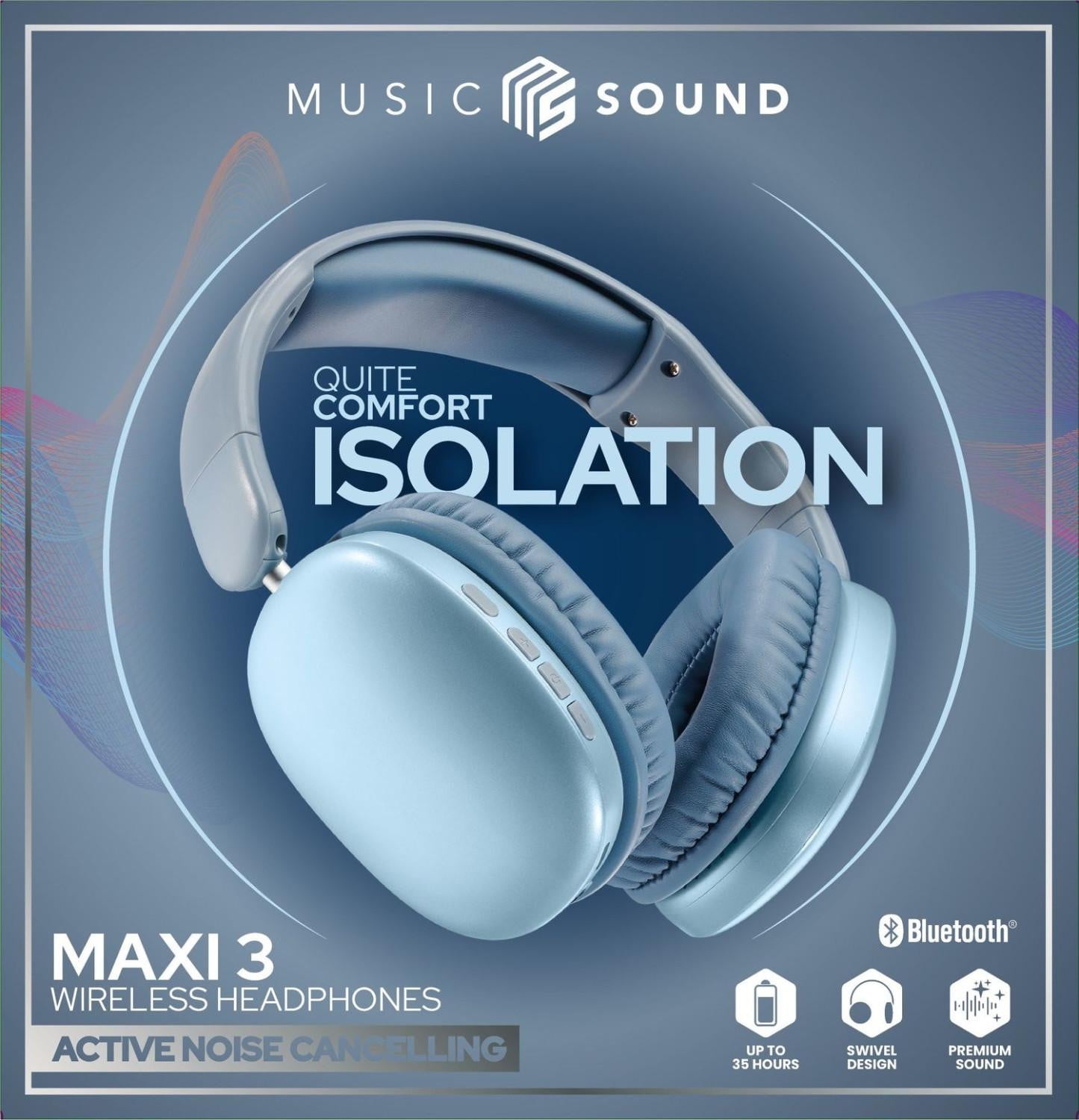Music Sound BTHEADBMSMAXI3B Draadloze Koptelefoon met Microfoon - Blauw