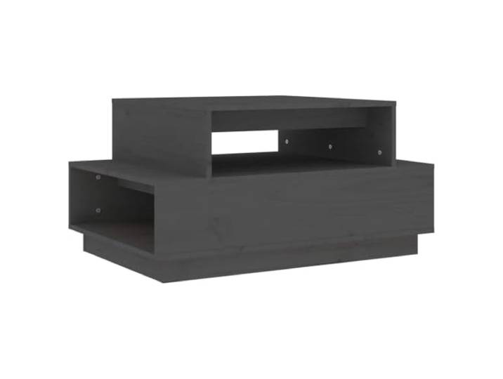 KUTYWEXFM Couchtisch Grau 80x55x40,5 cm Wohnzimmertisch Kiefernholz Vielseitiger Sofatisch mit praktischer Ablagefläche und natürlicher Holzmaserung für den modernen Wohnbereich.