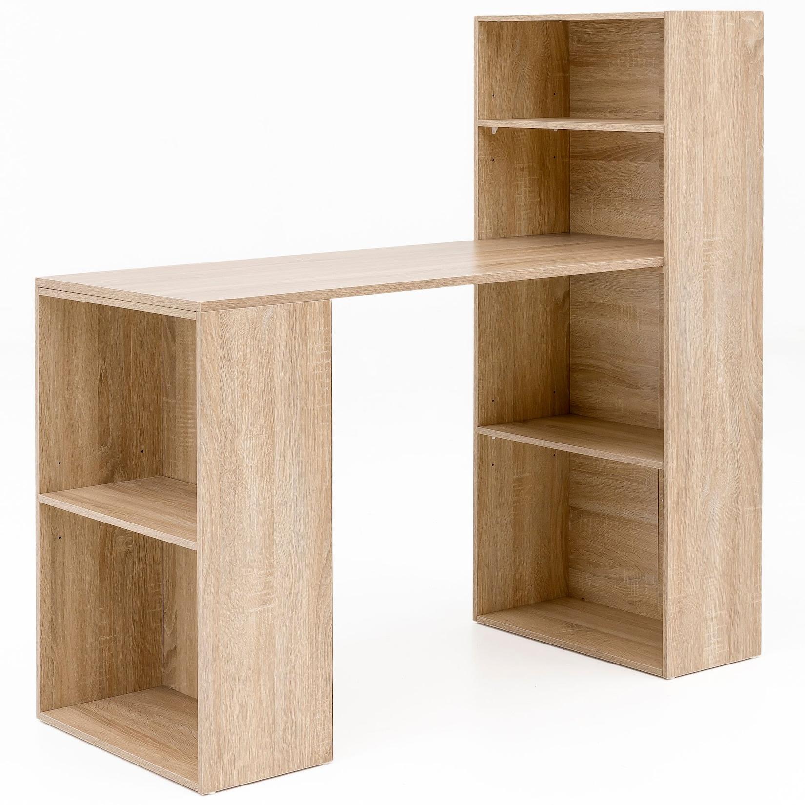KADIMA DESIGN Schreibtisch mit Regal BRENTA: 120x120x53 cm, Spanplatten, variable Regalhöhen