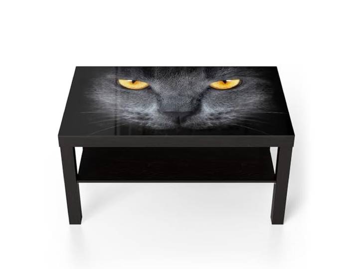 DEQORI Glastisch schwarz groß 90x50 cm Motiv Magische Katzenaugen ausgefallener Beistelltisch aus Glas Hochglanz Couchtisch fürs Wohnzimmer moderner Couch Tisch mit Design