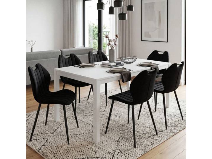 Lot de 6 chaises PIO avec poignée en tissu éponge noir