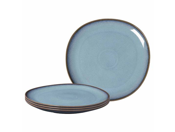 Servierplatte Servierplatten Lave ø 32 cm 4er Set , blau (glacé), Steingut, LIKE. BY VILLEROY & BOCH, Servierplatten, Servierplatte