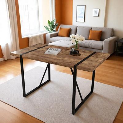 ZWYO HOSIMU "55"" Modern Industrial Dining Table, Rectangular White MDF Kitchen Table for 4-6 with Metal Legs"