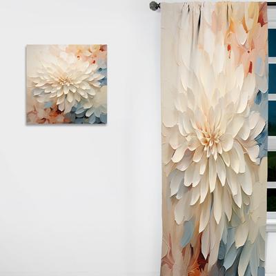 DESIGN ART "Designart ""White Dahlia Flower Minimalism I"" Dahlia Curtain - Blackout Floral Curtain - 1 Panel"