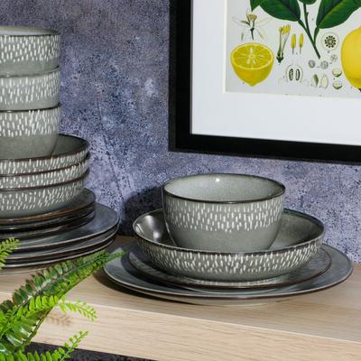 Gibson Elite Matisse 16-Piece Double Bowl Reactive Glaze Stoneware Dinnerware Set