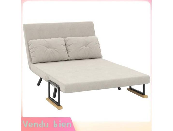 LIA Canapé convertible 2 places velours beige