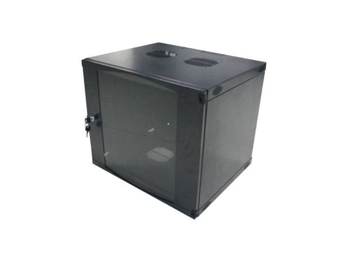 Armoire murale LogiLink 15U 19  - Gris foncé RAL 7021 - Porte en verre et verrou cylindrique