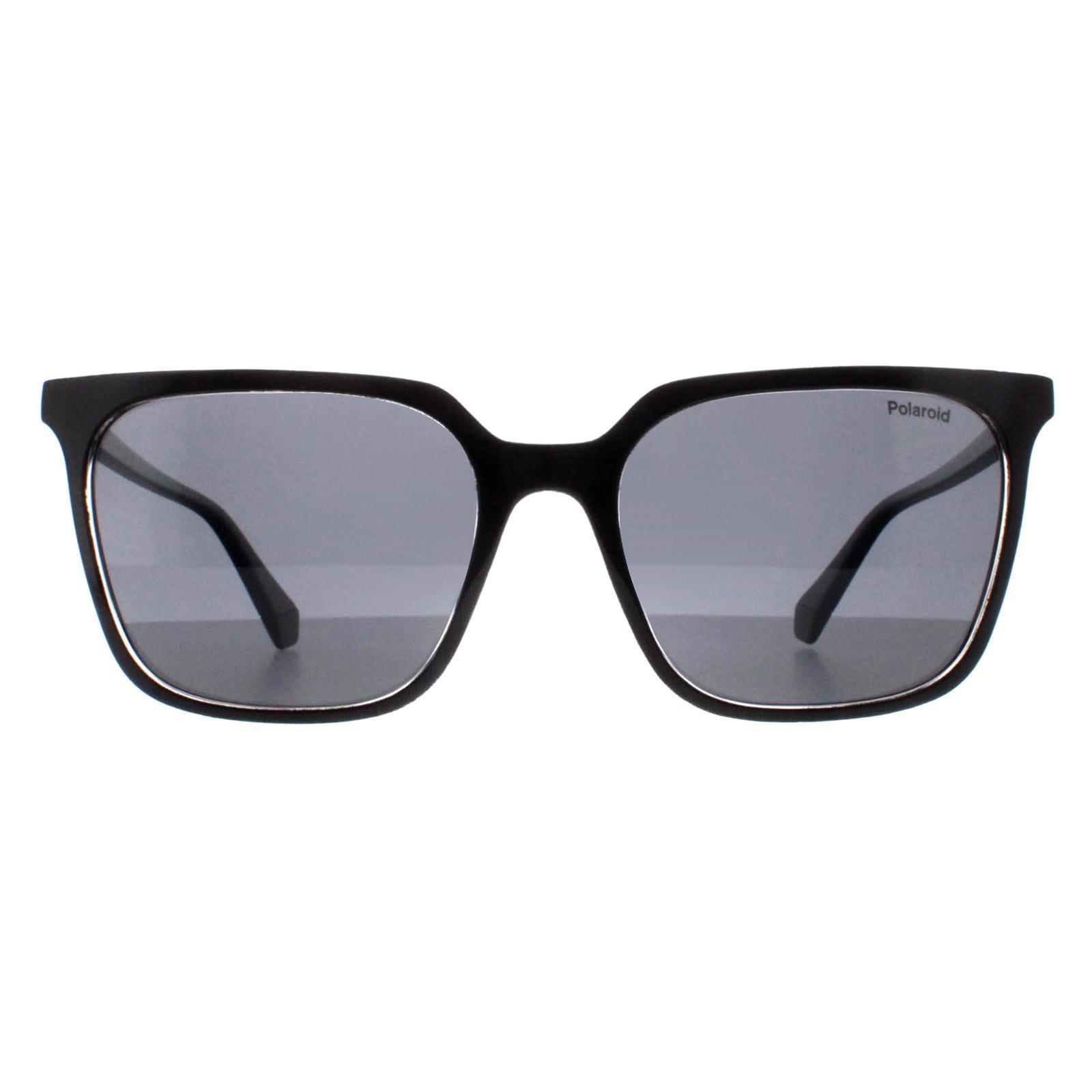 Polaroid Rectangle Womens Schwarz Kristall Grau Polarisiert PLD 4163/S