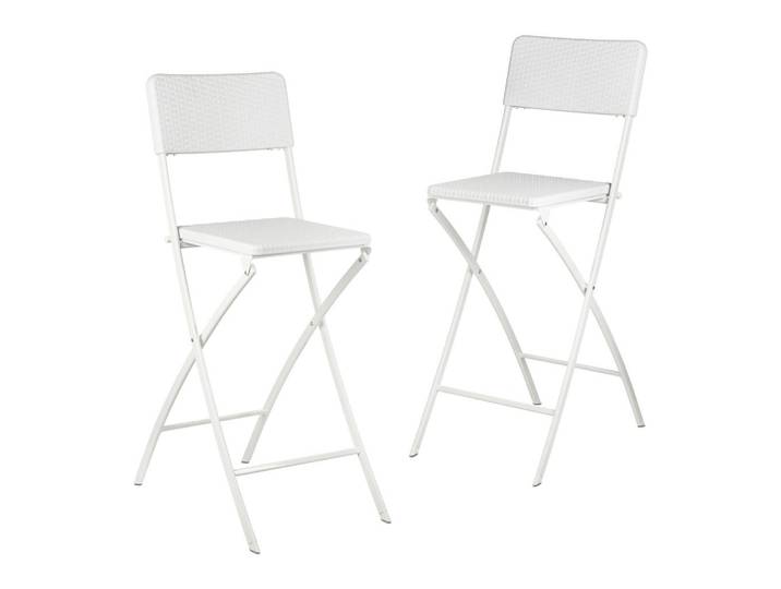 Relaxdays Barhocker Weiß 2er-Set klappbar, Kunststoff, Metall, 44x115x63 cm, Esszimmer, Barmöbel, Barhocker