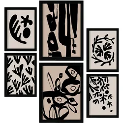 POSTER Set Mit 6 Mystik Design In Blume Zusammenfassung Ästhetische Dekorative Gemälde Für Ihr Wohnzimmer Zuhause A3 & A4 Schwarzer Rahmen