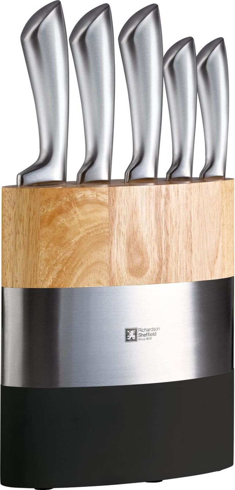Richardson Sheffield Fusion 5-delige messenset met messenblok - Naturel Hout & Zwart