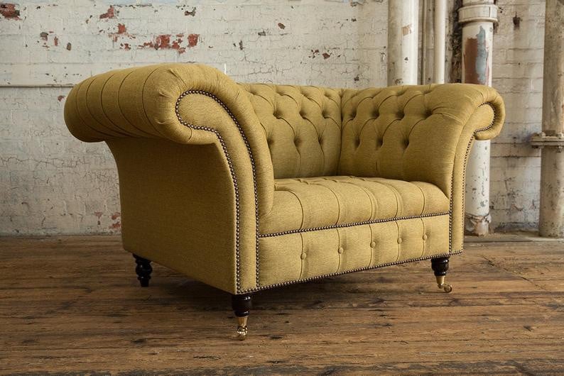 Chesterfield Design Fauteuil Luxe Textiel 1 Zits Sofa