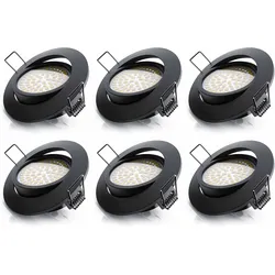 Brandson 6x LED Deckenspots dimmbar & schwenkbar Einbaustrahler mit Aluminium Rahmen in schwarz