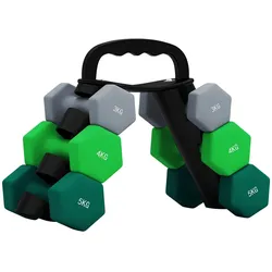 SPORTNOW 6er-Set Kurzhantel 2 x 3 kg, 2 x 4 kg, 2 x 5 kg, Hantel-Set mit Ständer