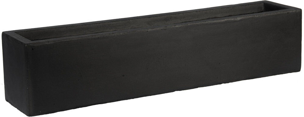 HORTICO Window Flower Box Planter, Frostproof Outdoor Plant Pot, Narrow Garden Planter with Drainage Holes, Concrete Effect Windowsill Planter Black 17.5cm H x 80cm W x 17cm D