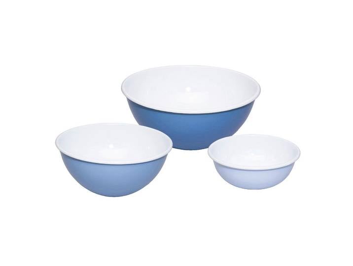 Riess Schüsselset Nature Blue, Blau, Metall, 3-teilig, rund, hitzebeständig, nachhaltig, stapelbar, Essen & Trinken, Geschirr, Schalen & Schüsseln, Schüsselset