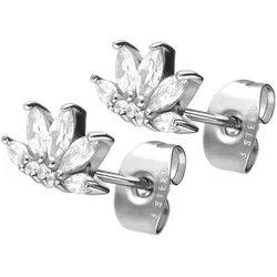 Chirurgenstahl Ohrstecker LOTUSBLÜTE + KRISTALLE
