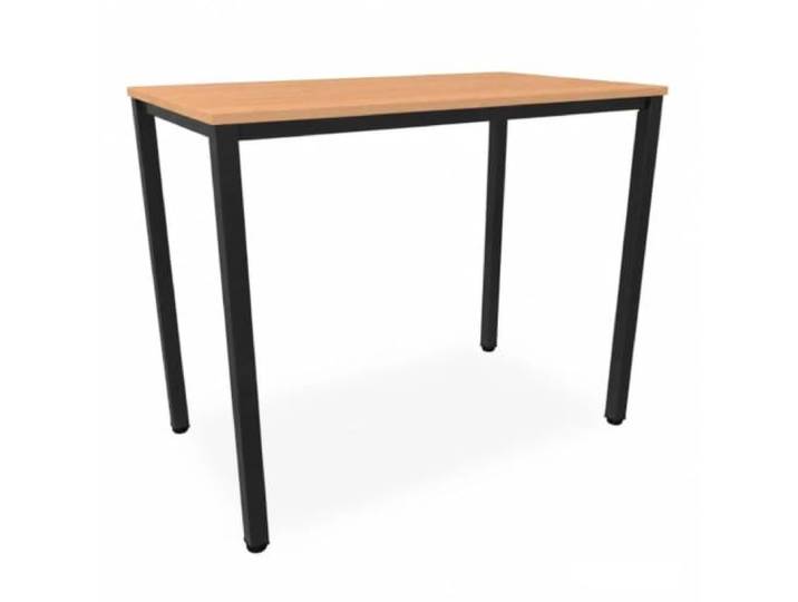 EIGENTLICH Stehtisch Gestell Schwarz, H112,5 cm (Buche, 140x80 cm) Büro Besprechungs-Stehtisch quadratische Beine Stahlrohr, Meetingtisch Bartisch aus eigener Fertigung für Privat und Gewerbe