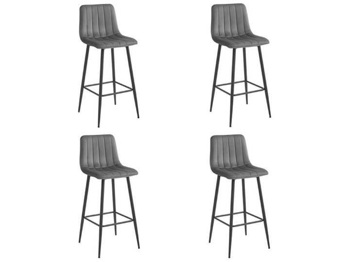 MADAME MEUBLE Lot de 4 Tabourets de Bar POZZA Design Ergonomique Velours GRIS FONCÉ