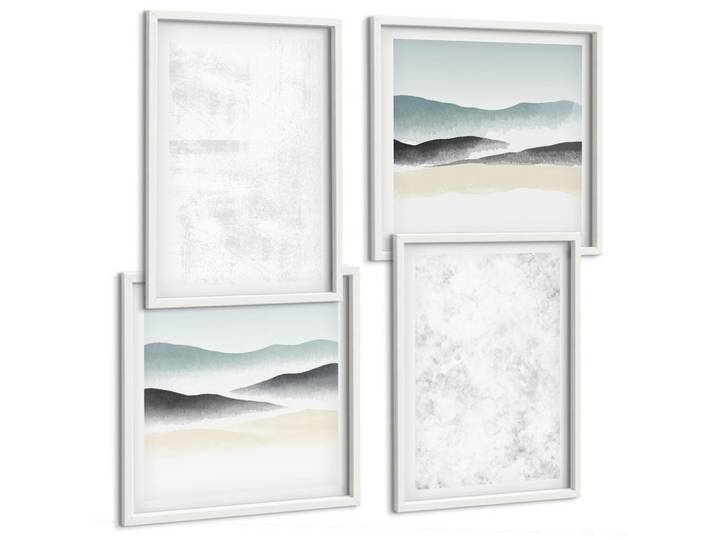 Tulup Bilder SET 4er Set - 50x50 cm & 40x60 cm Weißer Rahmen - Weiße Flecken auf Leinwandhintergrund, Kunststoff, Rechteckig, 50x50 cm, gerahmt, Bilder & Rahmen, Bilder