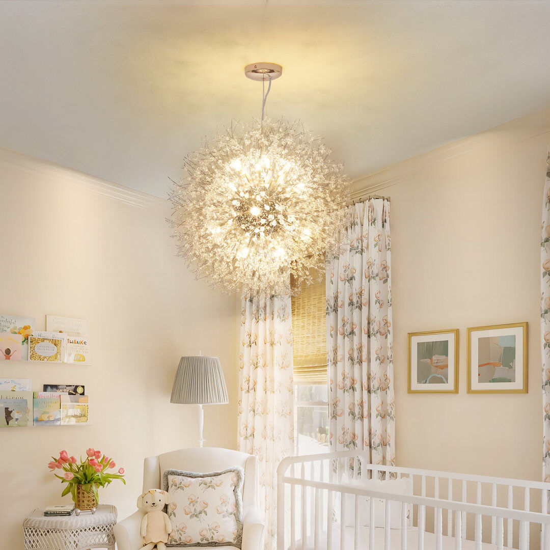 Etta Avenue Dandelion 16-Light Sputnik Crystal Chandelier Starburst Sunburst Ceiling Lighting Chrome 60cm H X 60cm W X 60cm D