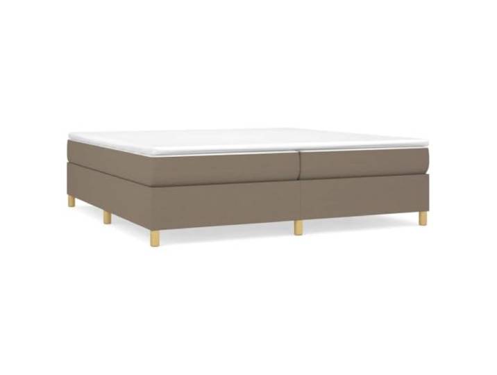 PUGYNBK Boxspringbett, 200 x 200 cm, mit Matratze, Grau / Taupe Taschenfedern, mittlere Unterstützung, atmungsaktiver Stoff, Holzlatten, weicher Schutz