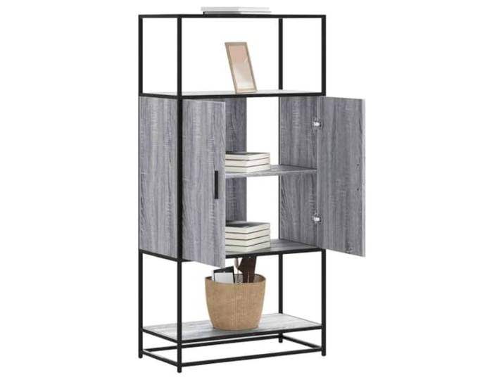 HEFZGDB Stabiles Highboard mit ergonomischen Griffen und Metallgestell aus Holzwerkstoff in Sonoma-Eiche Dekoration und Aufbewahrung mit Wandhalterung zur Sicherung, Stauraum Fach