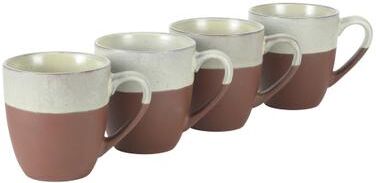 Gibson Elite William Crest 4 Piece Coffee Mug Set, 15oz Stoneware Cups, Reactive Glaze Finish, Round Large Coffee Mugs
