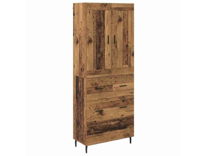 Highboard 2 Stk. Altholz 69,5 x 34 x 180 cm Holzwerkstoff Eisenbeschläge,stabile Beine,rechteckiges Design,Raumteiler,Wandmontage,Stauraum