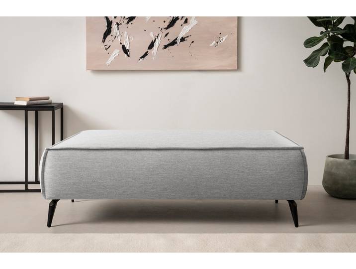 Hocker GOODPRODUCT TVINNU , silbergrau, B:140cm H:44cm T:65cm, Hocker, Hocker, zur Serie TVINNU, gemütlicher Sitzkomfort, rechteckig, schwarze Füsse