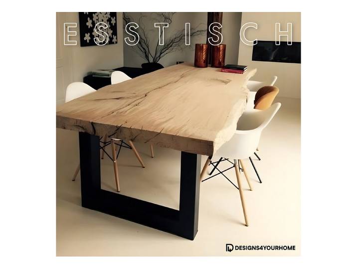 designs4yourhome Esstisch Lissabon aus Massivholz eleganter Tischplatte ideal für Esszimmer (Massivholz), Holzplatte bis 60mm