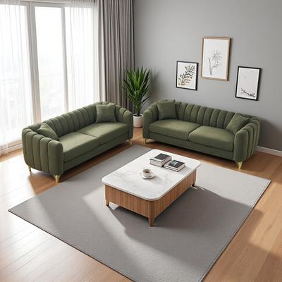 ZWYO HOSIMU Chenille Oversized Sectional Sofa Set with Gold Metal Legs and 2 Throw Pillows (5-Seat)
