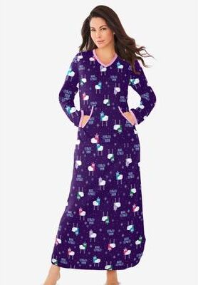 Plus Size Women's Long Printed Sleep Shirt by Dreams & Co. in Rich Violet Sheep (Size 30/32) Nightgown