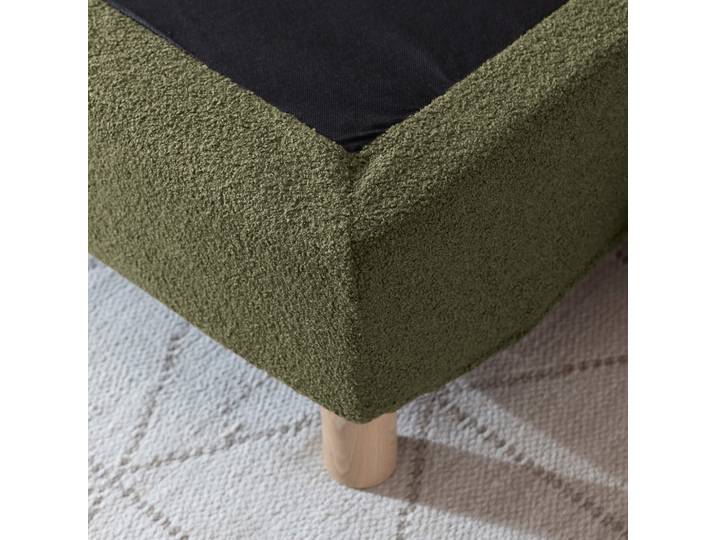 Cache-sommier bouclette intégral kaki 160x200
