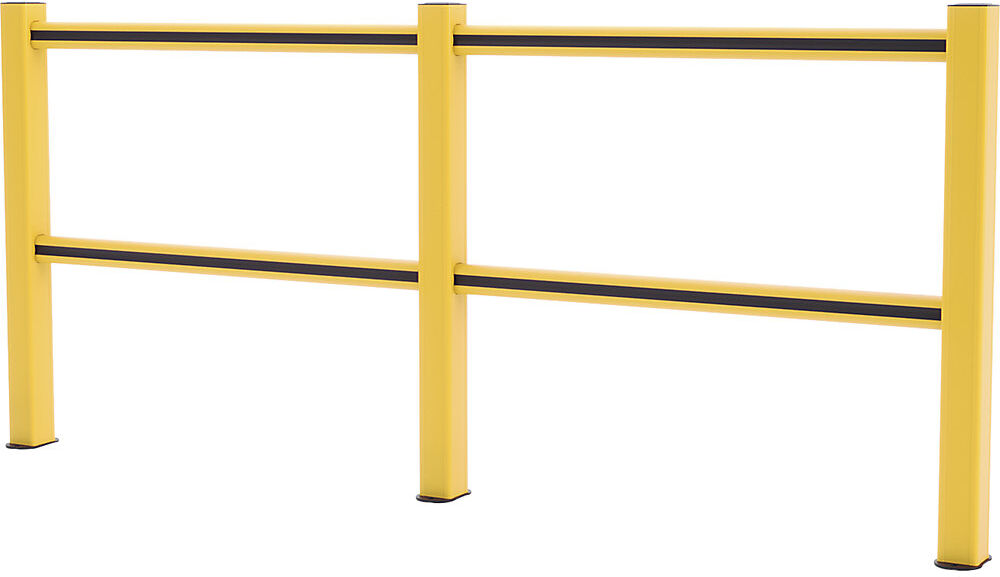 Schutzgeländer Flex Impact® HD Light, gelbe Pfosten - gelb/schwarz gestreift, Breite 2500 mm Boplan