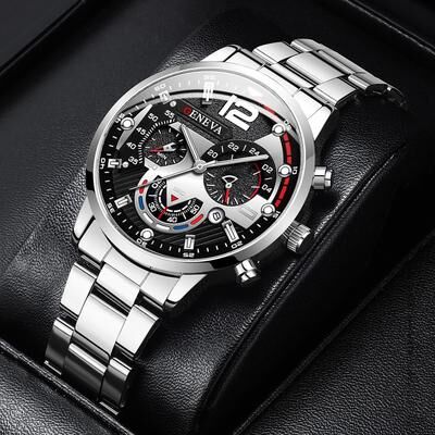 Youfap Market Premium Men Stainless Steel Watch, Classic Analog Quartz With Calendar silver